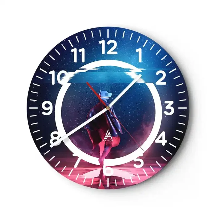 Reloj de pared – Reloj de vidrio – Entre mundos – 30×30 cm