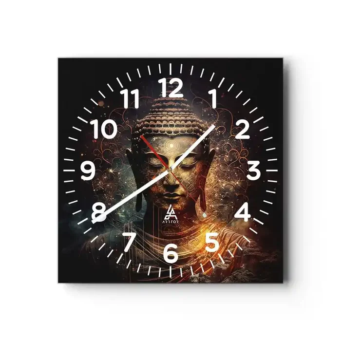 Reloj de pared – Reloj de vidrio – Equilibrio espiritual – 30×30 cm