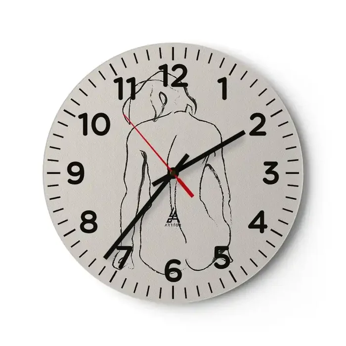 Reloj de pared – Reloj de vidrio – Esbozos de una espalada – 40×40 cm