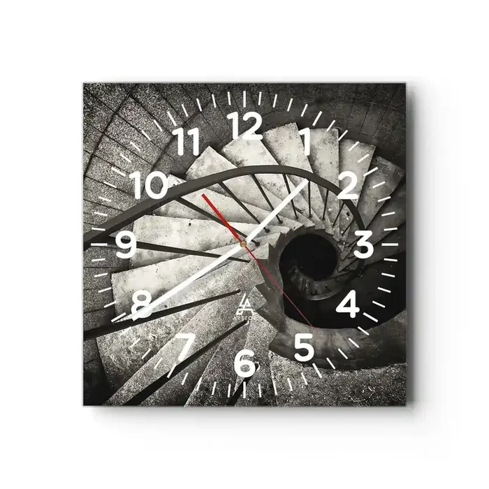 Reloj de pared – Reloj de vidrio – Escaleras arriba, escaleras abajo – 40×40 cm