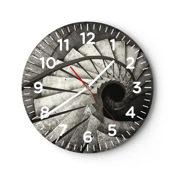 Reloj de pared – Reloj de vidrio – Escaleras arriba, escaleras abajo – 40×40 cm