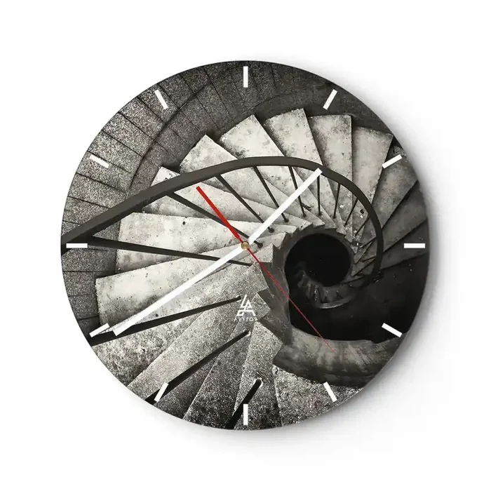 Reloj de pared – Reloj de vidrio – Escaleras arriba, escaleras abajo – 40×40 cm