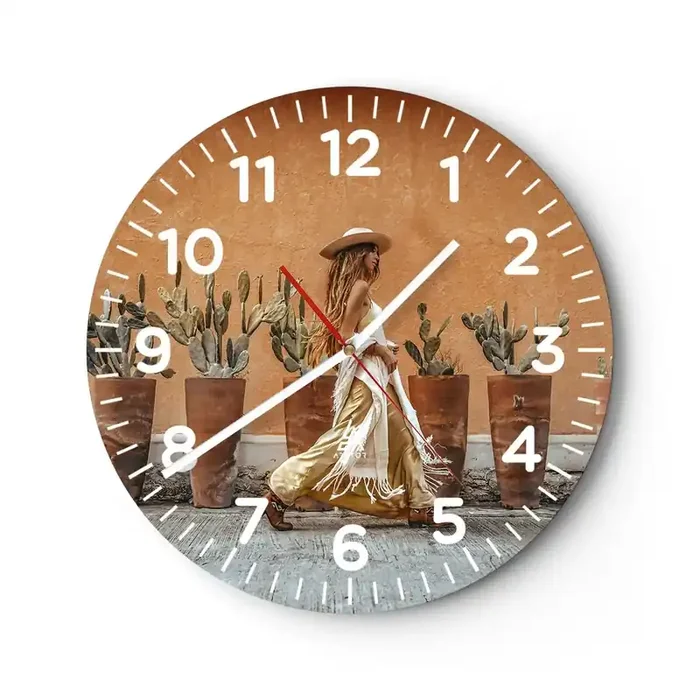Reloj de pared – Reloj de vidrio – Estilo hippie – 40×40 cm