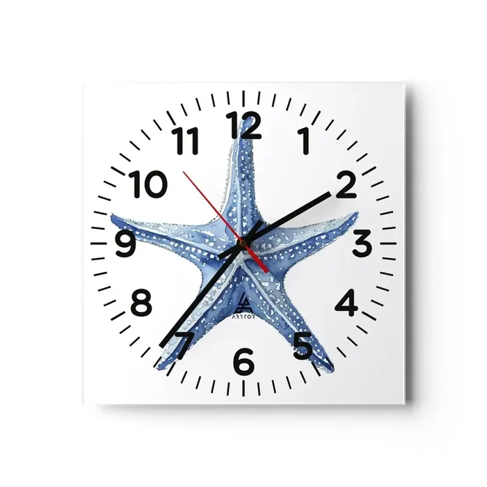 Reloj de pared – Reloj de vidrio – Estrella de mar – 30×30 cm