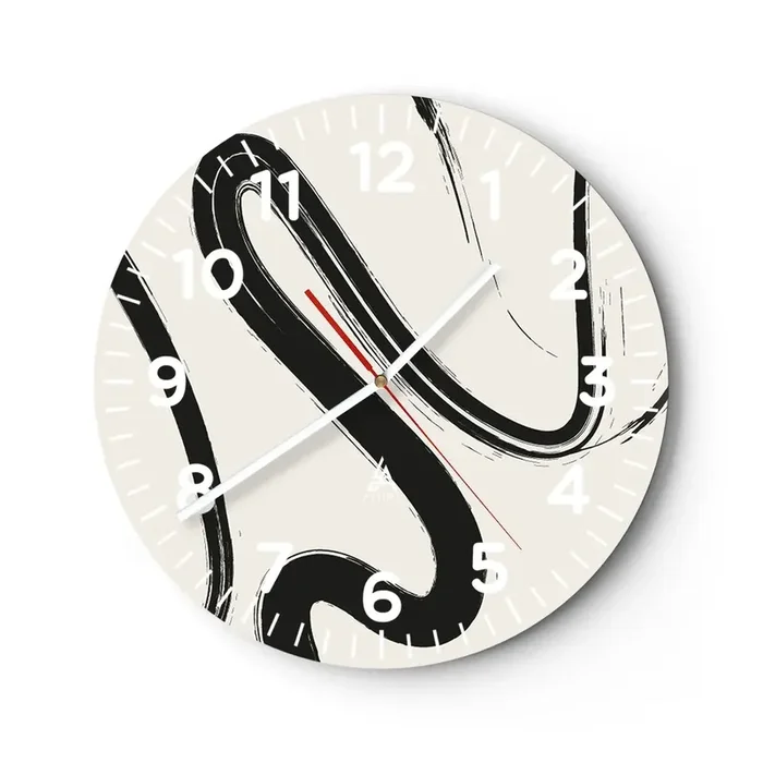 Reloj de pared – Reloj de vidrio – Fantasía en blanco y negro – 40×40 cm