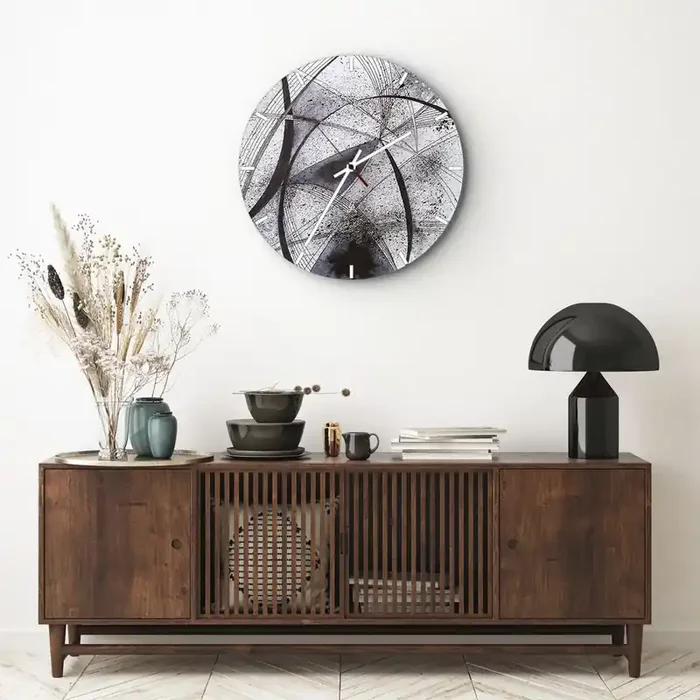 Reloj de pared – Reloj de vidrio – Fantasía futurista – 30×30 cm