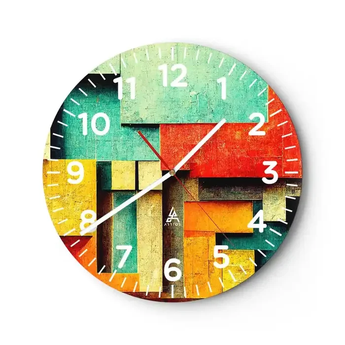 Reloj de pared – Reloj de vidrio – Festival de ángulos rectos – 30×30 cm