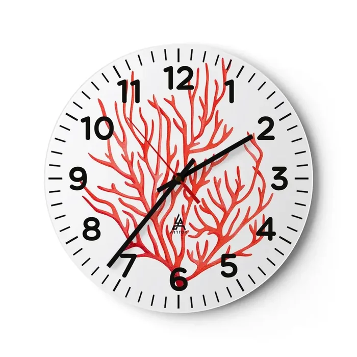 Reloj de pared – Reloj de vidrio – Filigrana de coral – 40×40 cm
