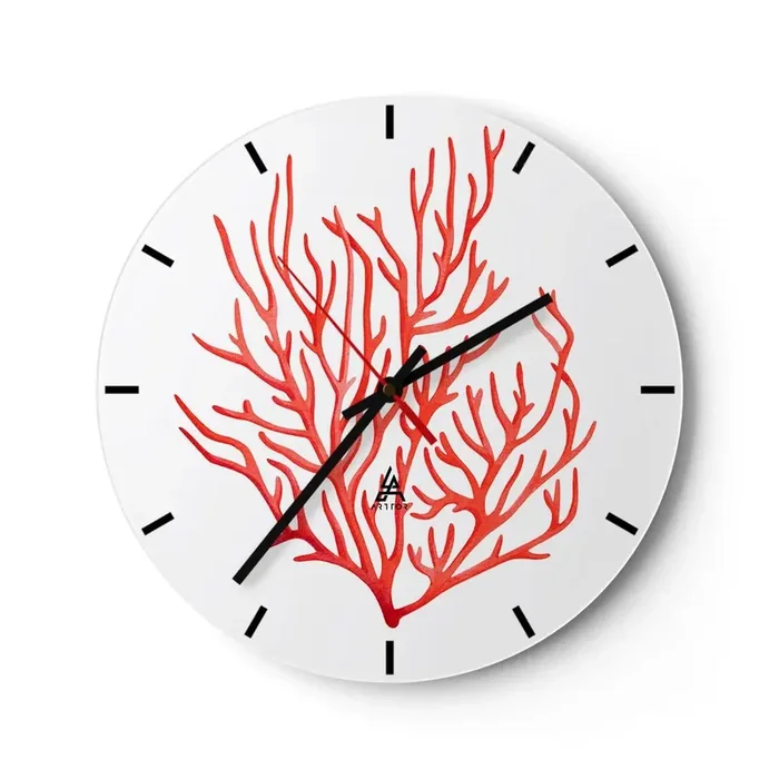 Reloj de pared – Reloj de vidrio – Filigrana de coral – 40×40 cm