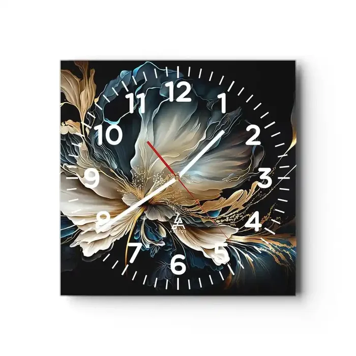 Reloj de pared – Reloj de vidrio – Flor de helecho de cuento – 30×30 cm