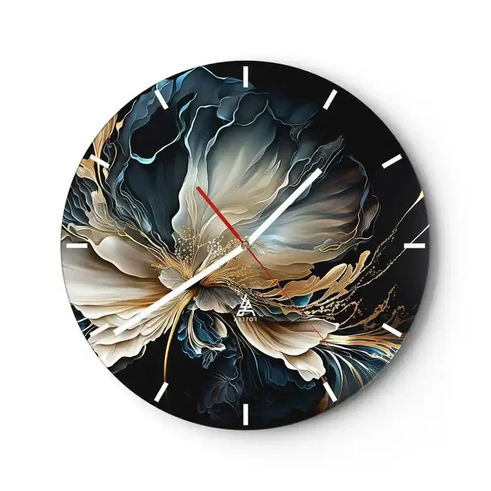 Reloj de pared – Reloj de vidrio – Flor de helecho de cuento – 40×40 cm