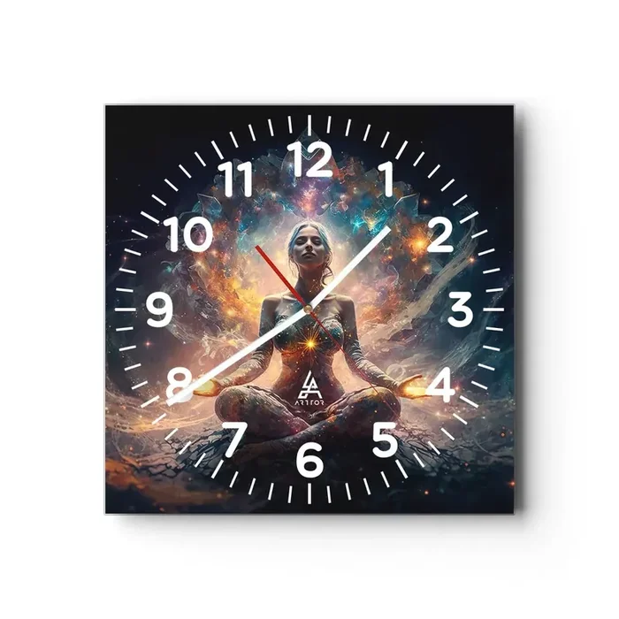 Reloj de pared – Reloj de vidrio – Flujo de buena energía – 30×30 cm