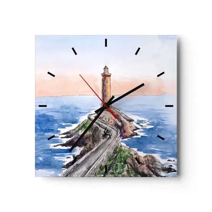 Reloj de pared – Reloj de vidrio – Frente al mar – 40×40 cm