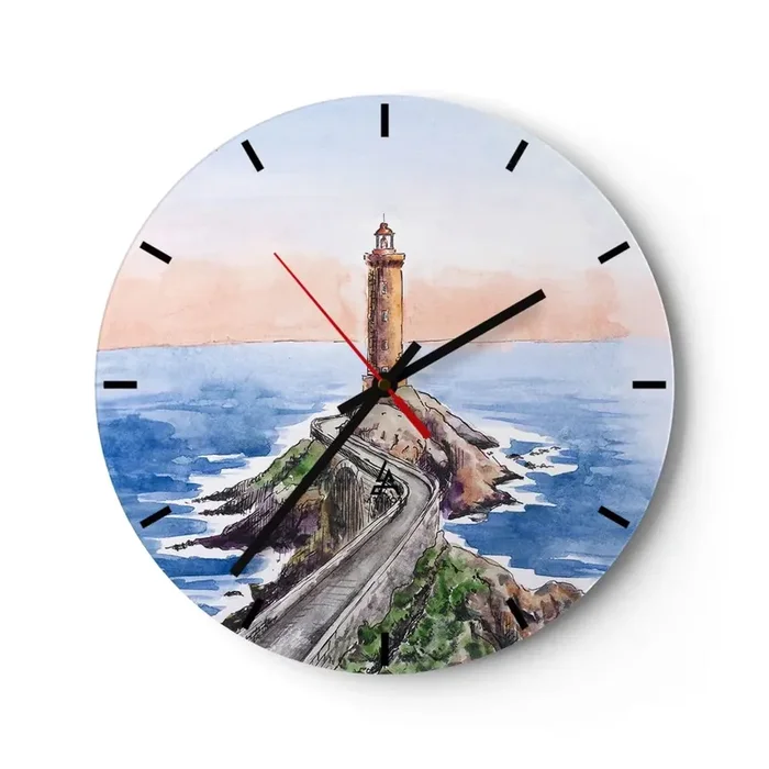 Reloj de pared – Reloj de vidrio – Frente al mar – 40×40 cm