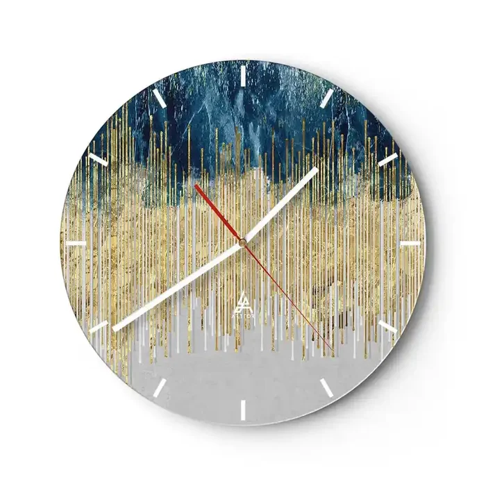 Reloj de pared – Reloj de vidrio – Frontera de líneas doradas – 40×40 cm