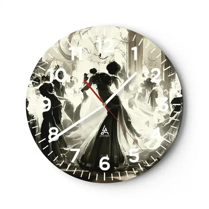 Reloj de pared – Reloj de vidrio – Gran mascarada – 40×40 cm