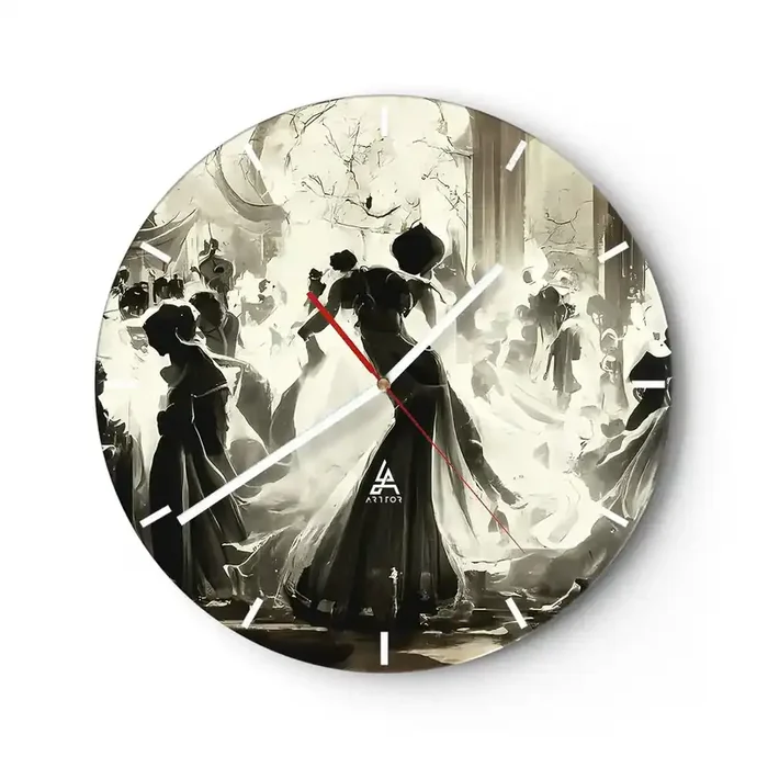 Reloj de pared – Reloj de vidrio – Gran mascarada – 40×40 cm