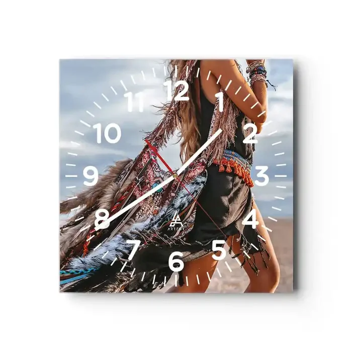 Reloj de pared – Reloj de vidrio – La chamana – 30×30 cm