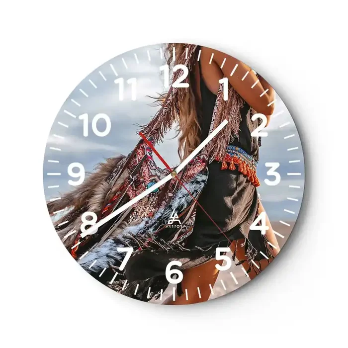 Reloj de pared – Reloj de vidrio – La chamana – 30×30 cm