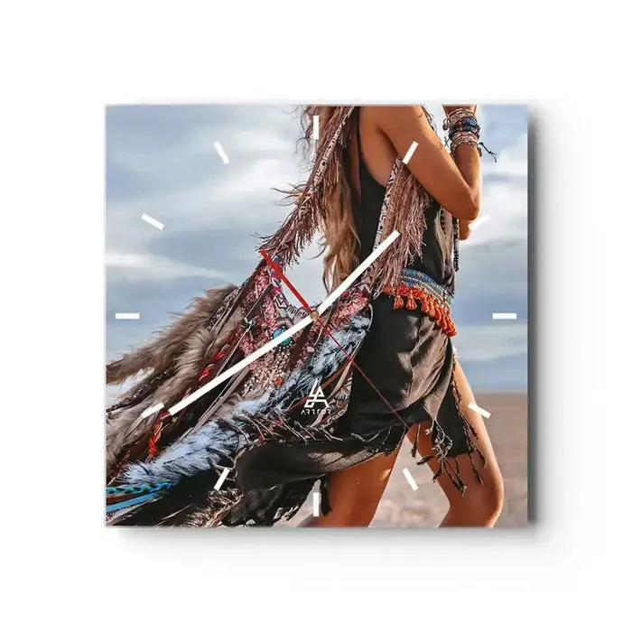 Reloj de pared – Reloj de vidrio – La chamana – 40×40 cm