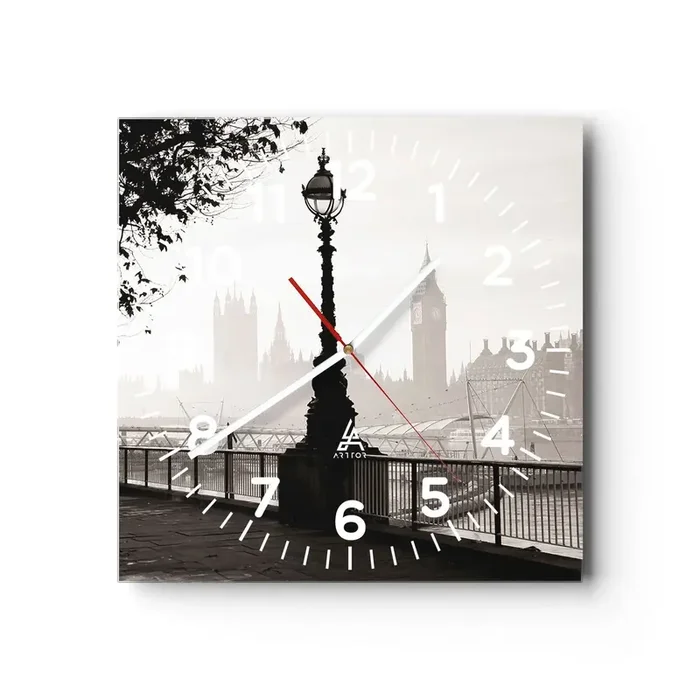 Reloj de pared – Reloj de vidrio – La mañana de Londres – 30×30 cm