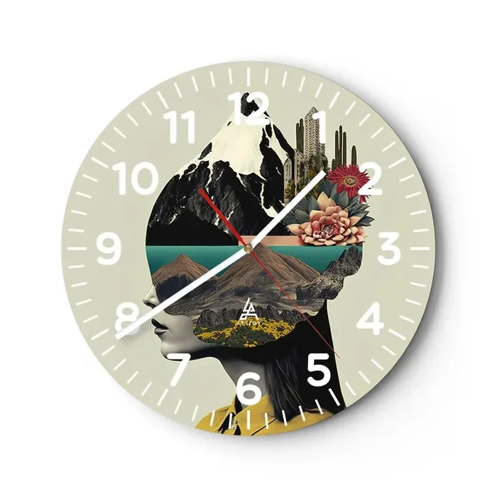 Reloj de pared – Reloj de vidrio – La mujer, siempre un misterio – 40×40 cm