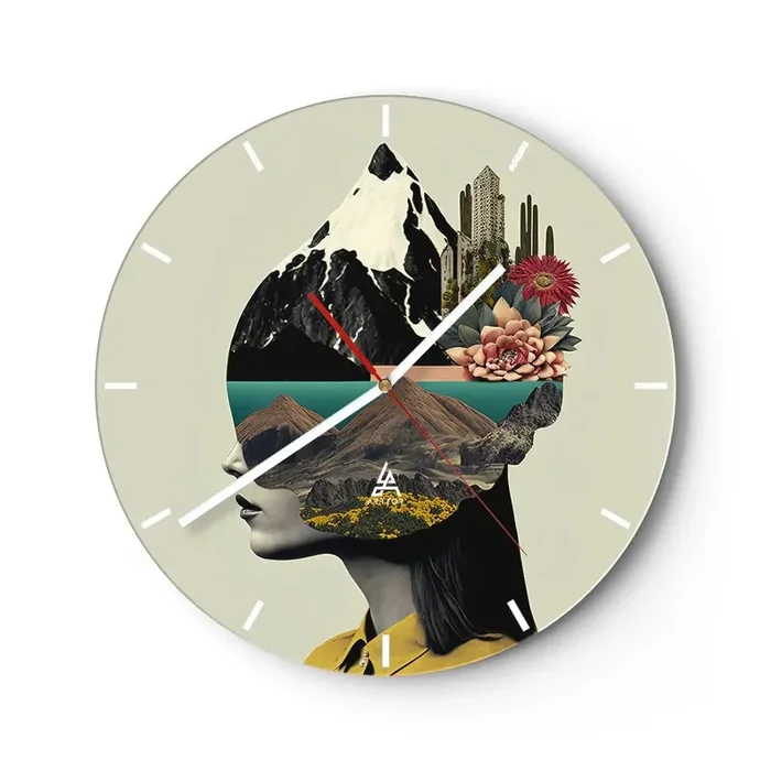 Reloj de pared – Reloj de vidrio – La mujer, siempre un misterio – 40×40 cm