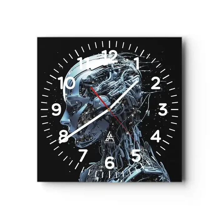 Reloj de pared – Reloj de vidrio – La tecnología es una mujer – 30×30 cm