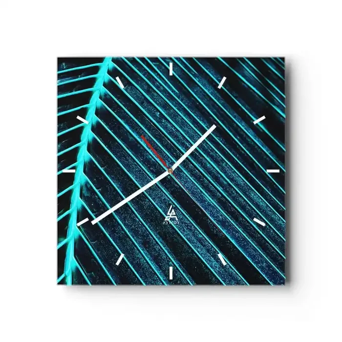 Reloj de pared – Reloj de vidrio – La textura del verde – 40×40 cm
