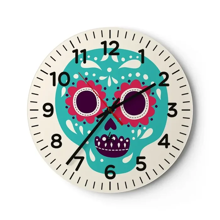 Reloj de pared – Reloj de vidrio – La vida diversión hasta la muerte – 30×30 cm