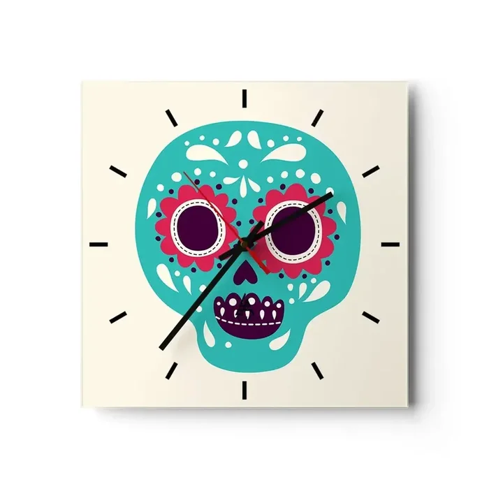 Reloj de pared – Reloj de vidrio – La vida diversión hasta la muerte – 40×40 cm