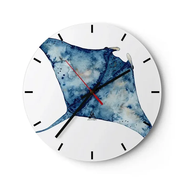 Reloj de pared – Reloj de vidrio – La vida en azul – 40×40 cm