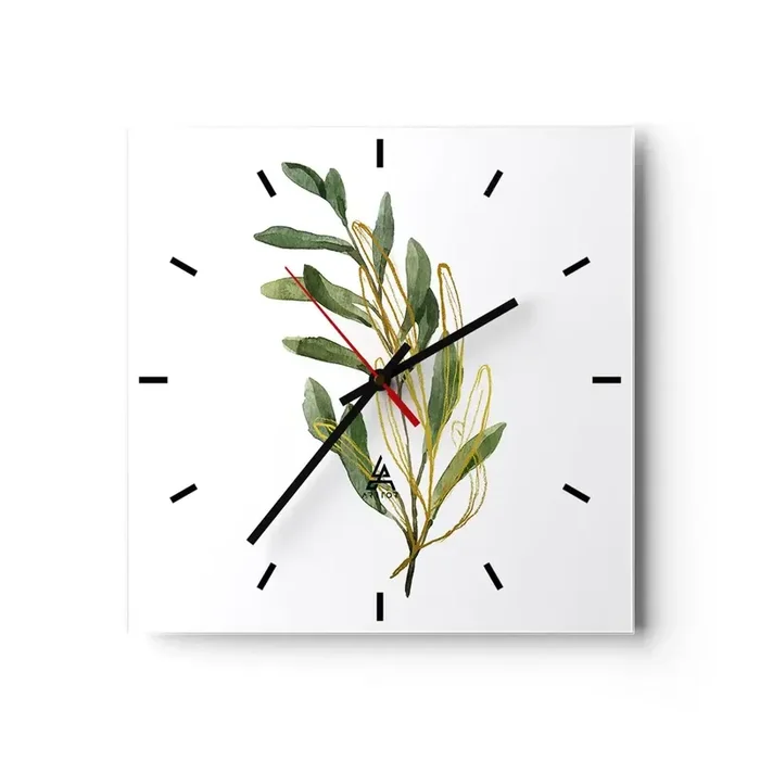 Reloj de pared – Reloj de vidrio – La vida se abre camino – 40×40 cm