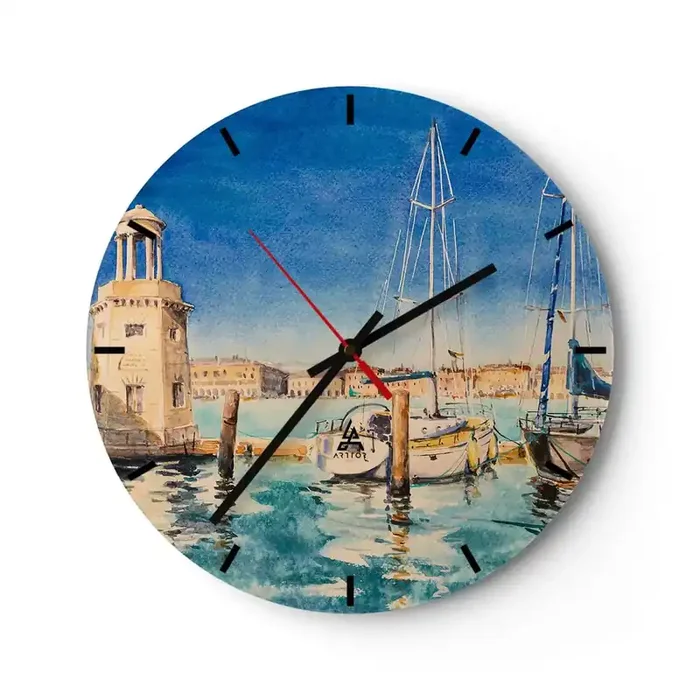 Reloj de pared – Reloj de vidrio – Laguna soleada – 40×40 cm