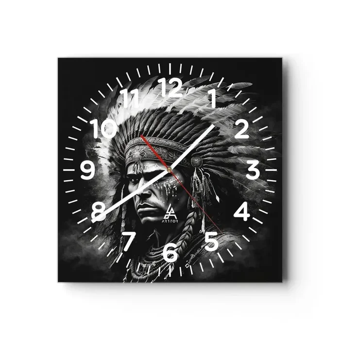 Reloj de pared – Reloj de vidrio – Líder y guerrero – 30×30 cm