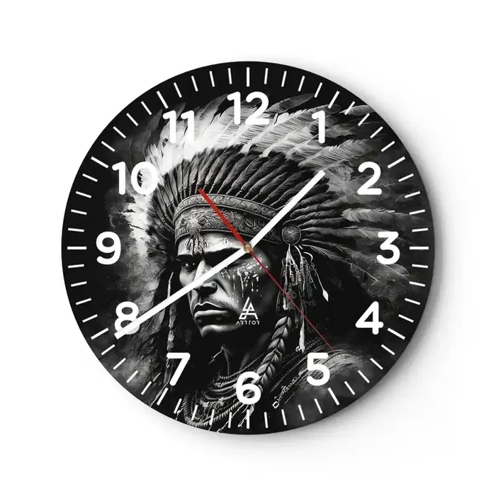 Reloj de pared – Reloj de vidrio – Líder y guerrero – 40×40 cm