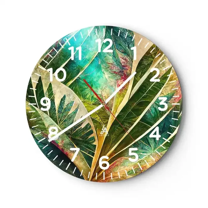 Reloj de pared – Reloj de vidrio – Los colores del trópico – 30×30 cm
