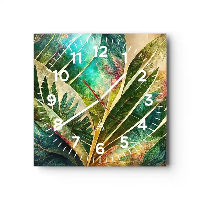 Reloj de pared – Reloj de vidrio – Los colores del trópico – 40×40 cm