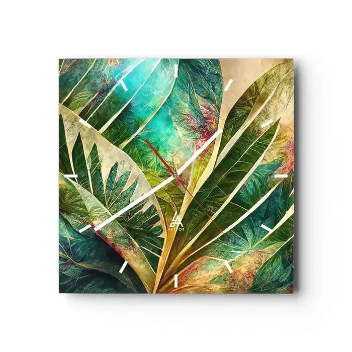 Reloj de pared – Reloj de vidrio – Los colores del trópico – 40×40 cm