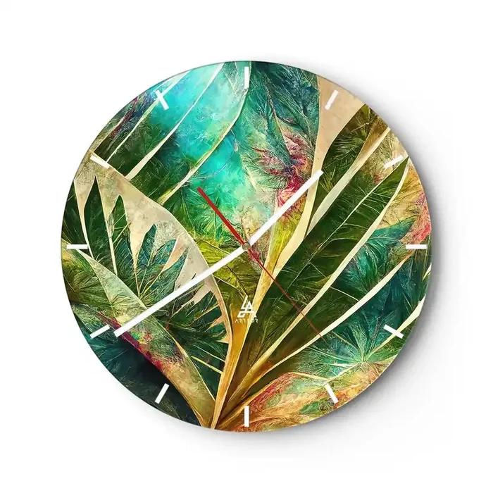Reloj de pared – Reloj de vidrio – Los colores del trópico – 40×40 cm