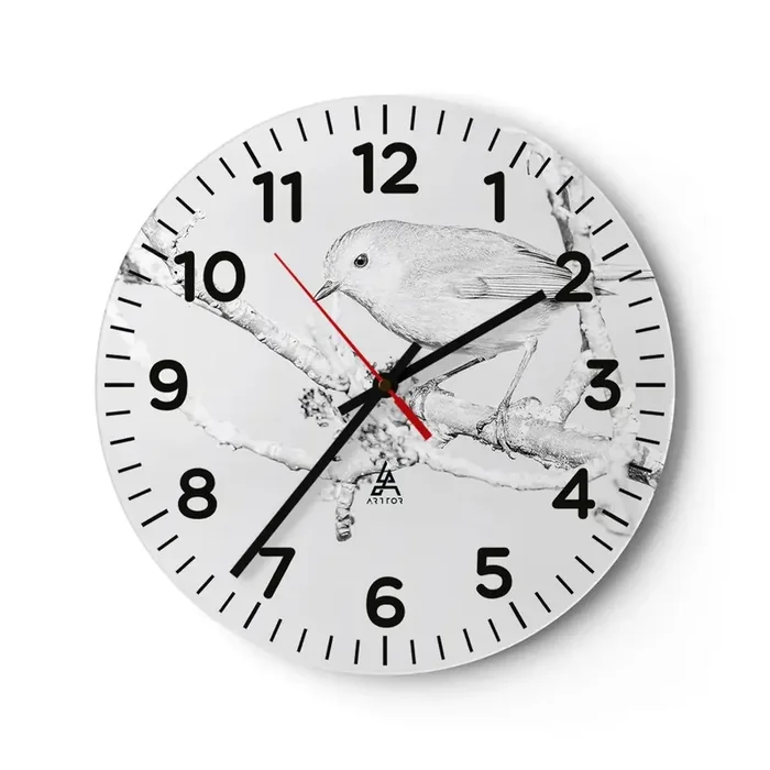Reloj de pared – Reloj de vidrio – Mañana de invierno – 30×30 cm