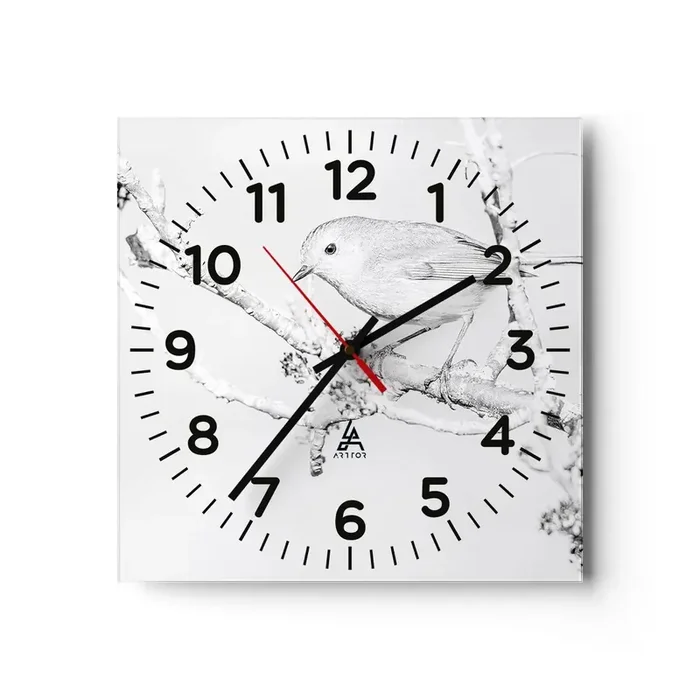 Reloj de pared – Reloj de vidrio – Mañana de invierno – 30×30 cm