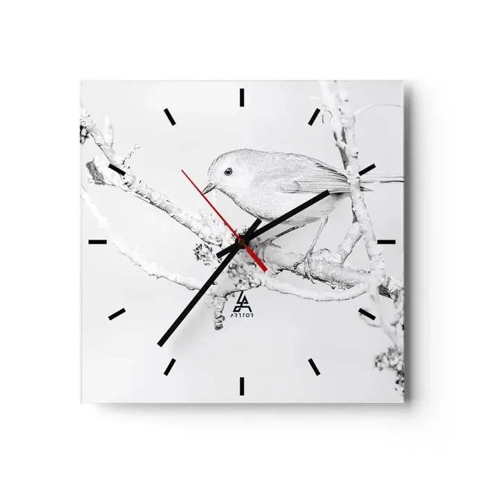 Reloj de pared – Reloj de vidrio – Mañana de invierno – 40×40 cm