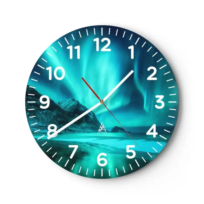 Reloj de pared – Reloj de vidrio – Maravillas del norte – 30×30 cm