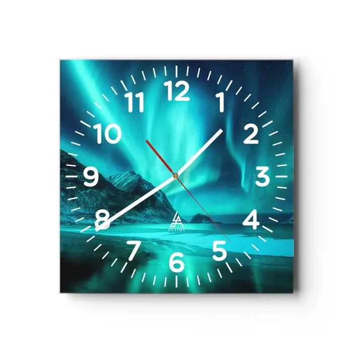 Reloj de pared – Reloj de vidrio – Maravillas del norte – 30×30 cm