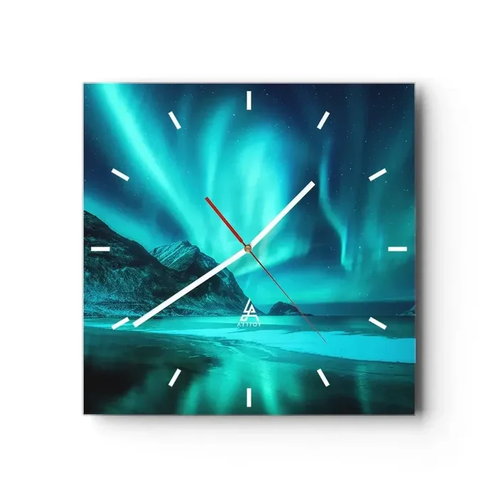 Reloj de pared – Reloj de vidrio – Maravillas del norte – 40×40 cm