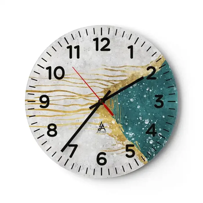 Reloj de pared – Reloj de vidrio – Marea dorada – 30×30 cm