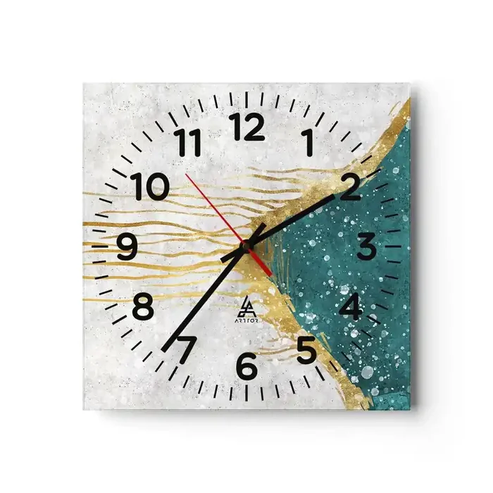 Reloj de pared – Reloj de vidrio – Marea dorada – 30×30 cm