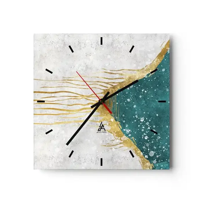 Reloj de pared – Reloj de vidrio – Marea dorada – 40×40 cm