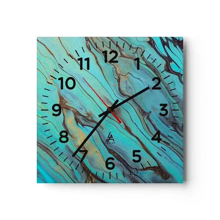 Reloj de pared – Reloj de vidrio – Marea turquesa – 30×30 cm